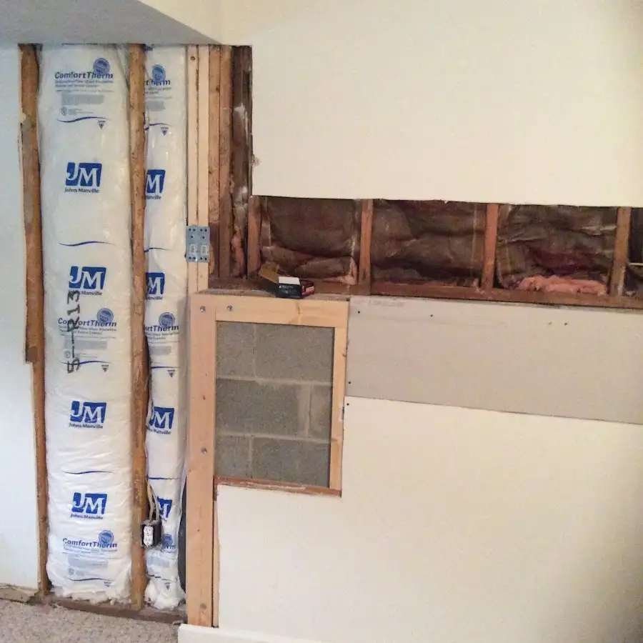 Wall insulation replacement during Basement Flood Cleanup in Macomb